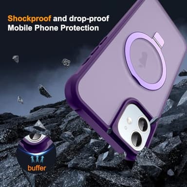 SKYLMW Compatible with iPhone 12 Case & iPhone 12 Pro Case with Invisible Magnetic O-Ring Stand Translucent Phone Cases 6.1" [Compatible with Mag-Safe][Great Grip Feeling], Purple - Image 7