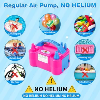 NuLink Electric Portable Dual Nozzle Balloon Blower Pump Inflation for Decoration, Party, Sport [110V~120V, 600W, Rose Red] - Image 6