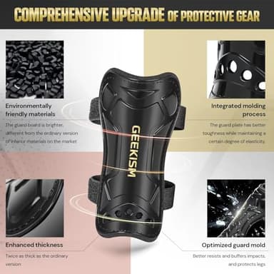 Soccer Shin Guards for Youth Kids Toddler, Upgraded Double Straps & Thicker, More Stable Protected Soccer Equipment - Football Gear for 3-5-7 4-6-8-10-12-14 Years Old Child Teens Boys Girls (Black, M) - Image 6