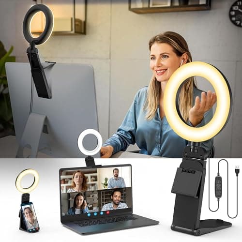 Evershop Ring Light for Laptop Desk Clip On,Small Computer Video Conference Lighting with Stand for Phone/Webcam/Monitor,5" Portable Mini LED Selfie Light Desktop for Zoom Meeting/Video Call/Recording - Image 1