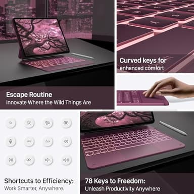 typecase Keyboard Case for iPad Air 13(M3 2025 / M2 2024) and iPad Pro 12.9 (6th, 5th, 4th, 3rd Gen),Magic Keyboard, Magnetic Keyboard Case with Multi-Touch Trackpad, 11 Colors Backlight,Raspberry - Image 7