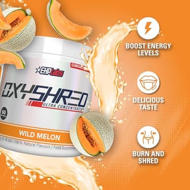 EHP Labs OxyShred Pre Workout Powder & Shredding Supplement - Preworkout Powder with L Glutamine & Acetyl L Carnitine, Energy Boost Drink - Wild Melon, 60 Servings - Image 3