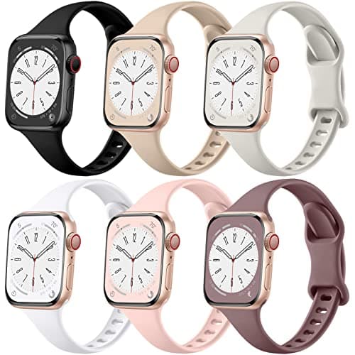 Lerobo Thin Slim Bands Compatible with Apple Watch 40mm 38mm 44mm 45mm 46mm 42mm 41mm 49mm SE iWatch Bands Ultra 3 2 1 Series 11 10 9 8 7 6 5 4 3 2 1 for Women Men, Soft Narrow Sport Strap Wristband - Image 1
