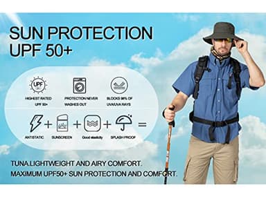 Tuna Men's UV UPF 50+ Fishing Shirts for Men Sun Protection Breathable Fast Dry SPF Hiking Short Sleeve Shirt(16# Brilliant White M) - Image 5