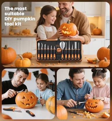 Pumpkin Carving Kit Tools for Halloween - 13Pcs Professional Heavy Duty Pumpkin Carving Tools with Stainless Steel Knife Set with Carrying Case for Halloween Decoration Jack-O-Lanterns for Kids Adults - Image 7