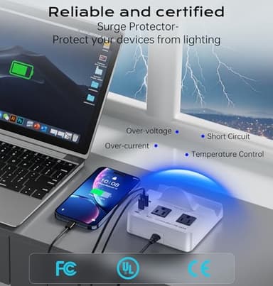 USB Charging Station for Multiple Devices Apple, TOPOINT 7 in 1 Power Strip with Wireless Charger for iPhone, 65W Fast Charging USB C Charger Block Phone for Samsung Android MacBook iPad Tablet - Image 5