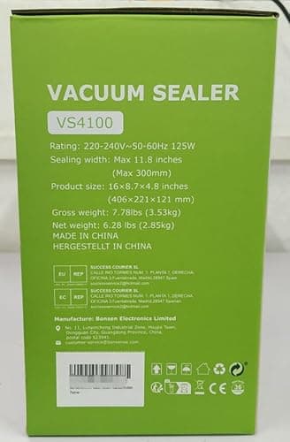 Bonsenkitchen Vacuum Sealer Machine, Powerful Low-Noise Food Vacuum Sealer for High-Speed Continuous Working, Handle Locked Design, Built-in Cutter, 2 Bag Rolls + 100 PCS Vacuum Bags - Image 9