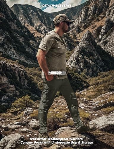 Moosehill Men's-Hiking-Pants Convertible Quick-Dry Water-Resistant Lightweight Zip-Off Outdoor for Hunting, Fishing, Safari with 5 Deep Pockets (Army Green, 34W*30L) - Image 8