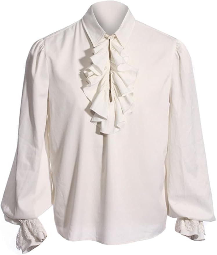 Bbalizko Mens Pirate Shirt Ruffle Victorian Renaissance Steampunk Vampire Poet Shirts Gothic Medieval Costume - Image 1