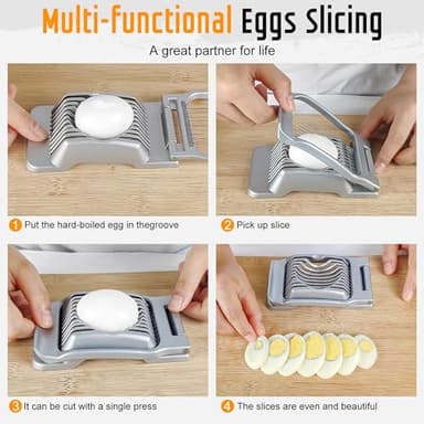 Yuzxaun Egg Slicer for Hard Boiled Eggs, Stainless Steel Wire, Heavy Duty Aluminium Egg Cutter Dishwasher Safe for Egg Strawberry Soft Fruit - Image 5