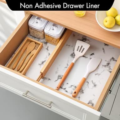 Cooyes Shelf Liner – Premium Non-Adhesive Cabinet and Drawer Liner for Kitchens – Waterproof Shelf Paper with Modern Pattern – Durable EVA Cabinet Mat – Easy to Cut - Image 2