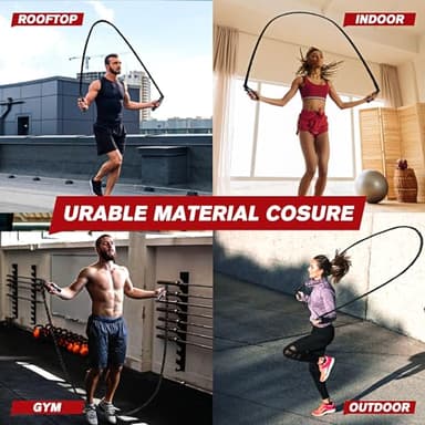 HPYGN Weighted Heavy Skipping/Jump Rope 9.2ft 2.8LB for fitness, Exercise, boxing Gym Training, Home Workout, Improve Strength and Building Muscle, Total Body Workout Equipment for Men - Image 6