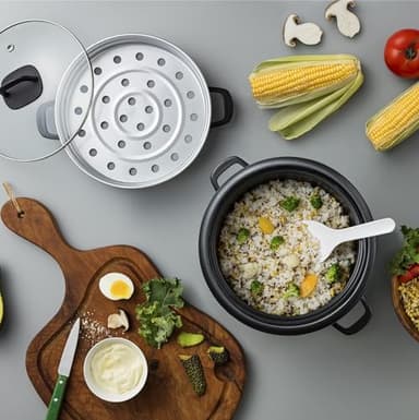 Aroma Housewares 6-Cup (Cooked) Pot-Style Rice Cooker and Food Steamer, Black ARC-743-1NGB - Image 6