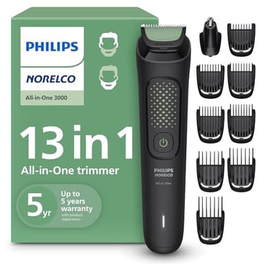 Norelco Philips All-in-One 3000 Series 13 in 1 Trimmer, Beard Styler & Men's Hair Clipper, 9 Length Settings & Self-Sharpening Skin-Friendly Blades, MG3919/50 - Image 1