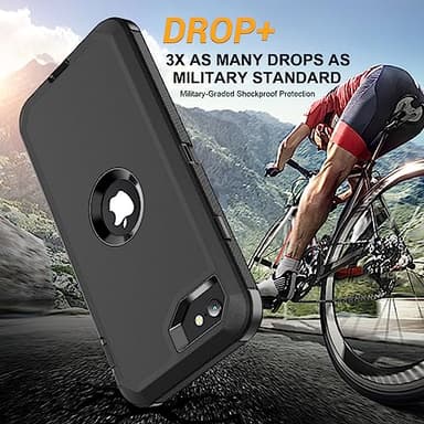 jaroco for iPhone SE Case 2022/2020/3rd/2rd,iPhone 8/7 case [Shockproof] [Dropproof] [Military Grade Drop Tested] with Non-Slip Removable Heavy Duty Full Body Phone Case-Black - Image 6