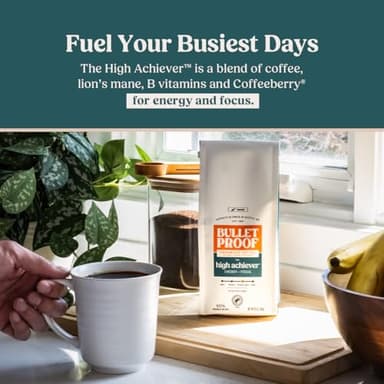 Bulletproof The High Achiever Ground Mushroom Coffee, 10oz, High Caffeine with Lion's Mane, B Vitamins and Adaptogens for Energy & Focus, Medium-Dark Roast - Image 4