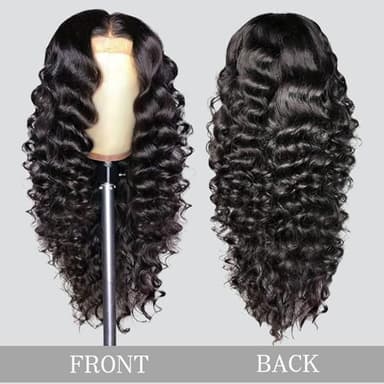 PYY Deep Wave Lace Front Wigs Human Hair 200 Density Deep Wave Wig 13x4 HD Lace Frontal Wigs for Black Women Glueless Wigs Pre Plucked with Baby Hair 24 Inch - Image 4
