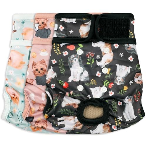 Grecle Dog Diapers Female(3 Pack) - No Leak Reusable Diapers for Doggy Female in Period - Highly Absorbent Dog Heat Panties with Adjustable Snaps Cute Dogs XL - Image 1