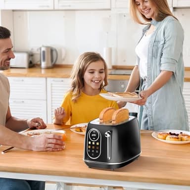 Keenstone Smart Touch Screen Toaster 2 Slice, Retro Wide Slot Stainless Steel Toaster with 6 Browning Levels, Reheat & Defrost, for Bagel, Toast, Bread, Removable Crumb Tray, Black - Image 7