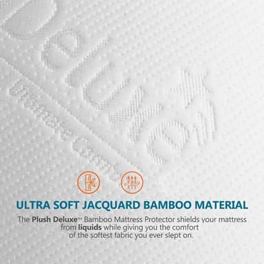 PlushDeluxe Premium Bamboo Mattress Protector – King Size, Waterproof, & Ultra Soft Breathable Noiseless Washable Bed Mattress Cover for Comfort & Protection - White - Image 2