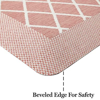 Martha Stewart Miles Modern Diamond Anti-Fatigue Air-Infused Kitchen Mat, Spice Red, 19.6"x32" - Image 7