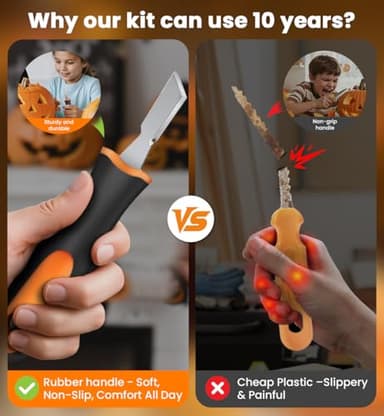 Pumpkin Carving Kit Tools for Halloween - 13Pcs Professional Heavy Duty Pumpkin Carving Tools with Stainless Steel Knife Set with Carrying Case for Halloween Decoration Jack-O-Lanterns for Kids Adults - Image 4