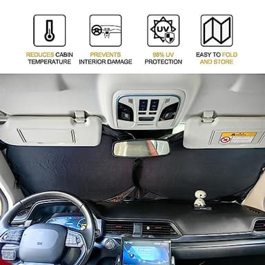 XHRING Car Windshield Sun Shade Sunshade Compatible with Acura MDX 2001-2023 2024 2025 2026 RDX 2007-2026 Accessories Foldable Car Front Window Sun Shield - Image 3