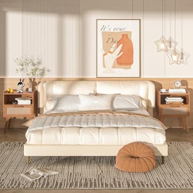 Lerliuo Rattan Nightstands Set of 2, Side Table with Drawer, Cane Accent Bedside End Table with Solid Wood Legs, Mid Century Modern Night Stand for Bedroom, Dorm and Small Spaces (Tea Brown) - Image 4