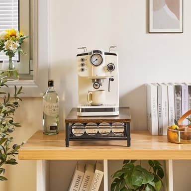 IBUYKE Coffee Pod Drawer Holder,40 Capsule Pods,Compatible for Nespresso Vertuo Pods,Wooden Top and Mesh Shelves,Home Kitchen Counter Coffee Bar Organizer, Rustic Brown,TCJ101H - Image 9