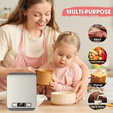 Mik-Nana Food Scale, 22lb Digital Kitchen Scale Weight Grams and Ounces for Baking Cooking Coffee Package Postage, 6 Units with Tare Function, LCD Display, Easy Clean Stainless Steel - Image 7