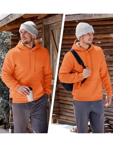 TACVASEN Mens Hoodies Pullover Heavyweight Sweatshirts for Men Workout Hoodies Sherpa Pullover Athletic Fleece Sweatshirts Orange - Image 7