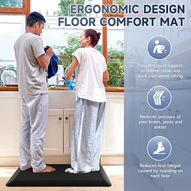 4/5 Inch Thick Kitchen Mats for Floor, StepRite Kitchen Rug for Standing Desk, Non-Slip, Thicker, Stain Resistant, Water Resistant, Comfort Anti Fatigue Floor Mat for Home, Kitchen, Office - Black - Image 6