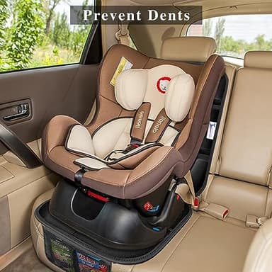 Gowhalle Car Seat Protector, Non-Slip Rubber Padded Backing Seat Protector for Child Seats, Waterproof Thickest Padding Car Seat Protector Under Baby Seat - No Imprint (Black-Ⅰ-2pcs) - Image 2