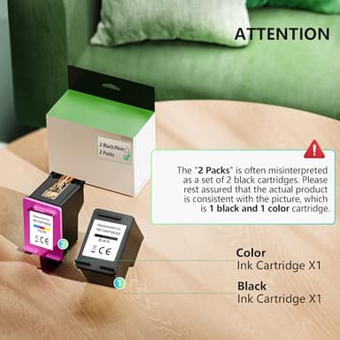 64XL Black/Tri-Color Ink Cartridges (2-Pack) for HP Ink 64 HP64 for HP 64XL Ink Cartridge Combo Pack Works with Envy Photo 6220 6230 6252 6255 7120 7155 7158 7855 7858 Tango Series Printer | X4D92AN - Image 2