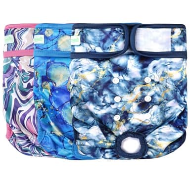 wegreeco Washable Reusable Premium Dog Diapers,Pack of 3,Small Dog Puppy & Doggy Diapers Female,Dog Period Panties Diapers Female in Heat Watercolour XL - Image 1