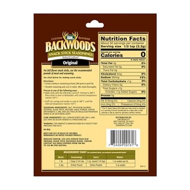 LEM Products Backwoods Reduced Sodium Original Snack Stick Seasoning, Ideal for Wild Game and Domestic Meat, Seasons Up to 5 Pounds of Meat, 3.9 Ounce Packet with Pre-Measured Cure Packet Included - Image 2