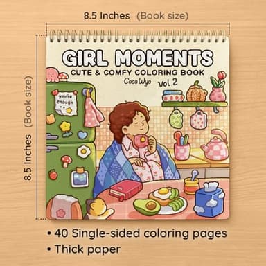 Girl Moments Vol. 2 - Coloring Book (Spiral Bound) & Sticker Set for Adults & Teens - Image 2