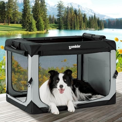 ZOMISIA 36 Inch Collapsible Dog Crate for Large Dogs - Portable Dog Travel Crate Soft Sided with Breathable Mesh Windows, Foldable Dog Kennel for Indoor and Outdoor, Grey - Image 1