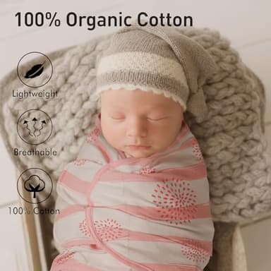 GLLQUEN BABY Girl Swaddles 0-3 Months - 3 Pack Baby Swaddles Sack for Newborn, Infant Sleep Sack, Easy Swaddling Wrap, A Pink Floral, Nursery Swaddle Blankets Essentials - Image 4