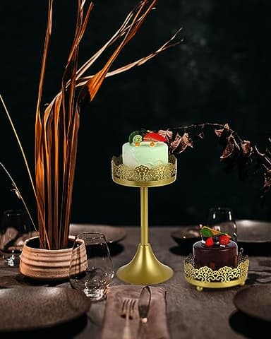 ZUMELER 9Pcs Metal Cake Stands Round Cake Stands Candy Fruite Display Plate Cupcake Serving Tower for Wedding Brithday Party Celebration Home Decoration,gold - Image 2