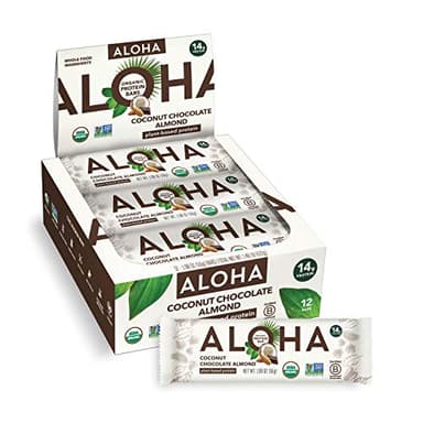 ALOHA Organic Plant Based Protein Bars - Chocolate Coconut Almond, Vegan, Low Sugar, Gluten-Free, Low Carb, Non-GMO, No Stevia, No Erythritol - 12 Count (Pack of 1) - Image 1