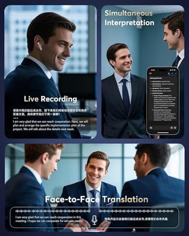 AI Translation Earbuds Real Time 144 Languages Accents Translator 36H Playtime 3-in-1 Wireless Headphones 4 ANC Mic for Spanish/English Audífonos Traductores, Bluetooth 5.4 Earphones iOS & Android - Image 5