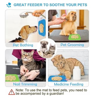 Azyh 2 PCS Licking Mat for Dogs & Cats with Suction Cups, Dog Slow Feeder Lick Pat for Anxiety Relief, Dog Toys Feeding Mat for Butter Yogurt Peanut, Pets Bathing Grooming Training Mat (7.9''*7.9'') - Image 5