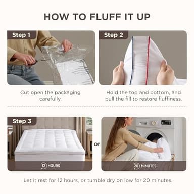 Bedsure Twin Mattress Topper - Pillow Top Mattress Pad Cover with Deep Pocket Fits up to 21 Inches, Plush Soft Bed Topper for Back Pain Relief, Overfilled with Down Alternative Filling, Grey - Image 9