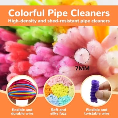 ESUOHYM 100 PCS White Pipe Cleaners Craft Bulk DIY Art Supplies for, Adults Crafts, Thick Chenille Stems Fuzzy Wire Sticks Holiday Decorations and School Supplies - Image 6