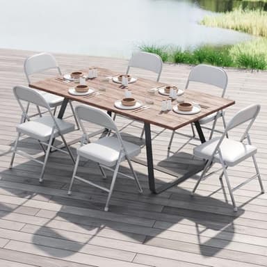 Nazhura 4 Pack Folding Chairs with Padded Cushion and Back, Khaki Metal Chairs with Comfortable Cushion and Durable Steel Frame for Home and Office, for Indoor and Outdoor Events (White, 4 Pack) - Image 8