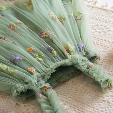 Nileafes Baby Girl Casual Tutu Dress Strap Tulle Flower Butterflies Embroidery Princess Dresses Size 80 (6-12 Months, 107-Green) - Image 3