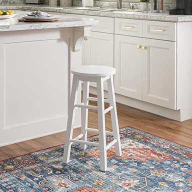 Linon Zeke White 24" Counter Stool with Round Seat - Image 2