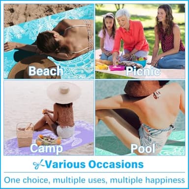 Vikumond Thin Turkish Beach Towel Lightweight Soft Cotton Extra Large XL Oversized Sand Free Sandproof Absorbent Quick Dry Towels Cloud Bath Pool Travel Compact Essentials Accessories for Adult Gifts - Image 6