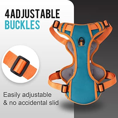 WENDISI Mint Green Large Dog Harness, Reflective Oxford Vest with No Pull & No Choke Dual Clips, Adjustable Soft Padded Harness with Easy Control Handle, for Dog Walking, Jogging, Hiking - Image 5